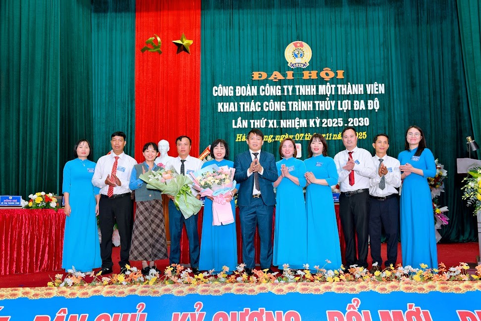 ĐẠI HỘI CÔNG ĐOÀN  CÔNG TY TNHH MỘT THÀNH VIÊN KHAI THÁC CÔNG TRÌNH THỦY LỢI ĐA ĐỘ LẦN THỨ XI, NHIỆM KỲ 2025-2030  THÀNH CÔNG TỐT ĐẸP